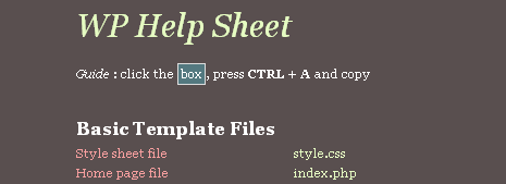 wordpress help cheat sheets